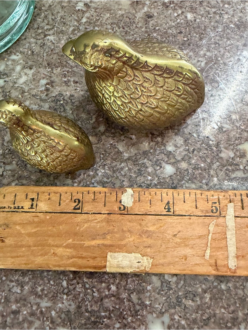 Vtg Metal Brass Quail Bird Set of 2 Figurine Paperweight MCM Decor Made in Korea - Picture 3 of 5